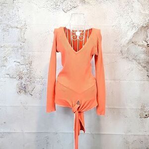 Venus orange sherbert ribbed knit sweater Women's Size S